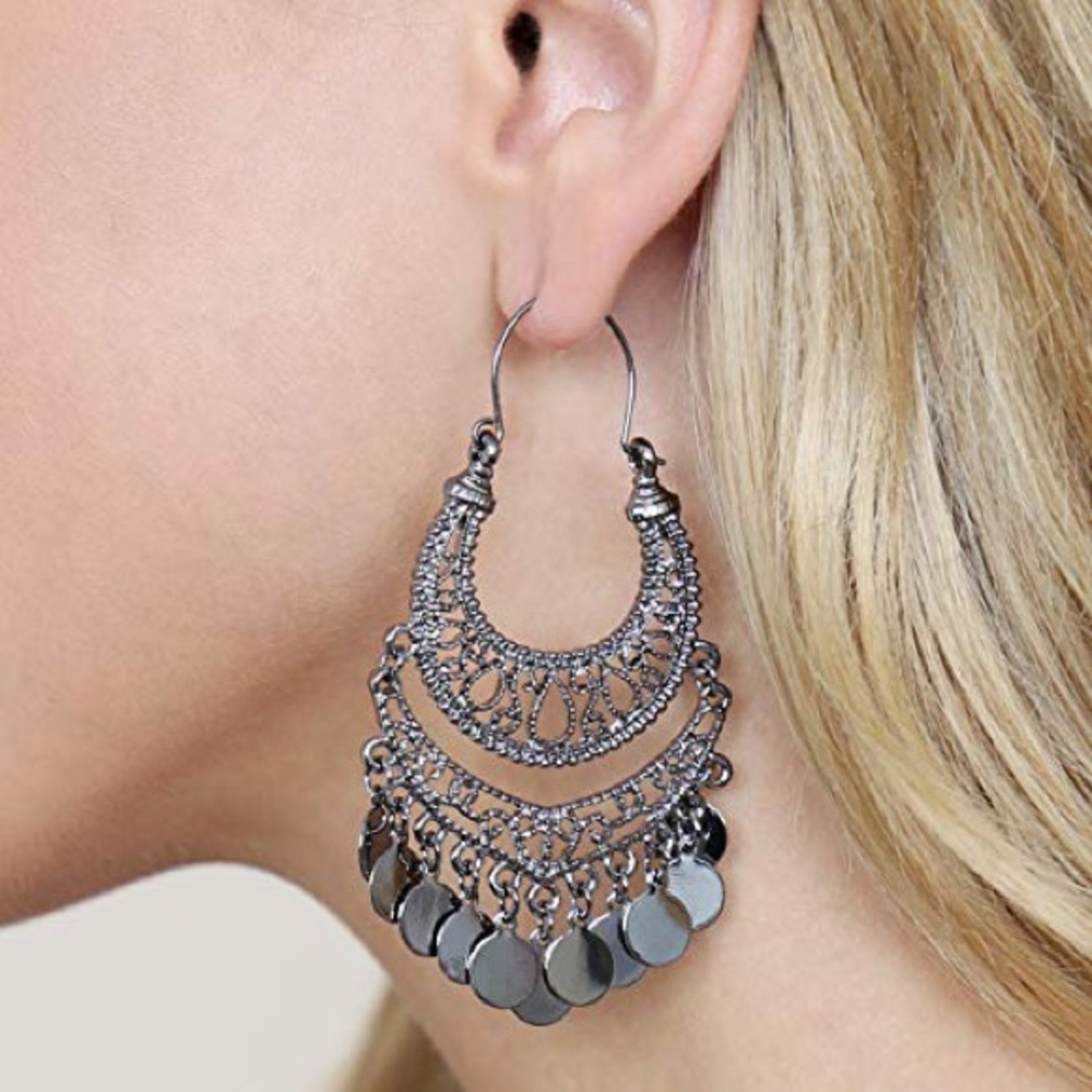 Hematite gypsy chandelier earrings